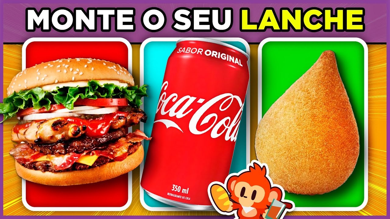 🍔🍹 MONTE SEU LANCHE 🍪🥪| faça sua escolha! #monteoseulanche #quiz #macaquiz 🐵
