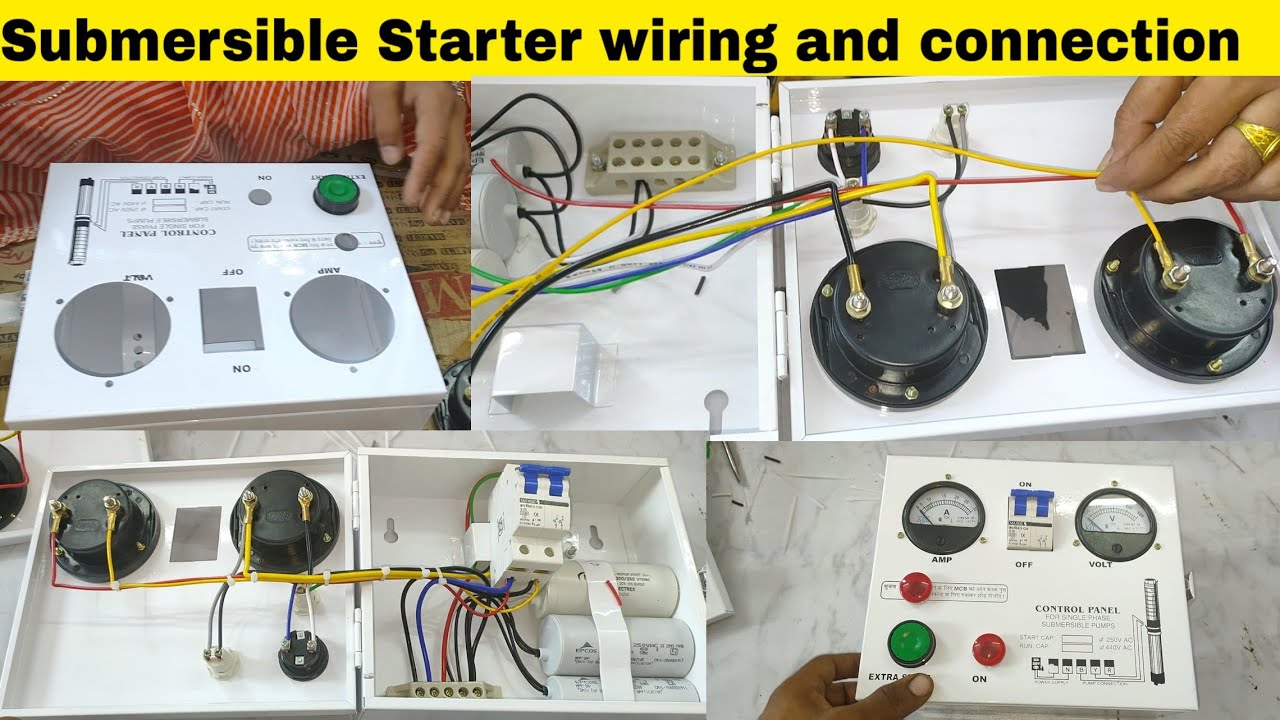 Submersible starter connection!  2 FaseSubmersible pump starter panel  full wiring and connection
