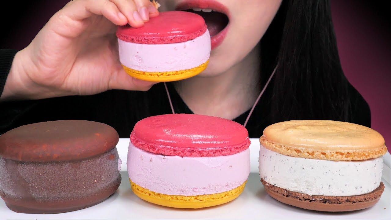 ASMR MACARON ICE CREAM 베라 마카롱 아이스크림 먹방 咀嚼音マカロンアイスクリーム EATING SHOW MUKBANG