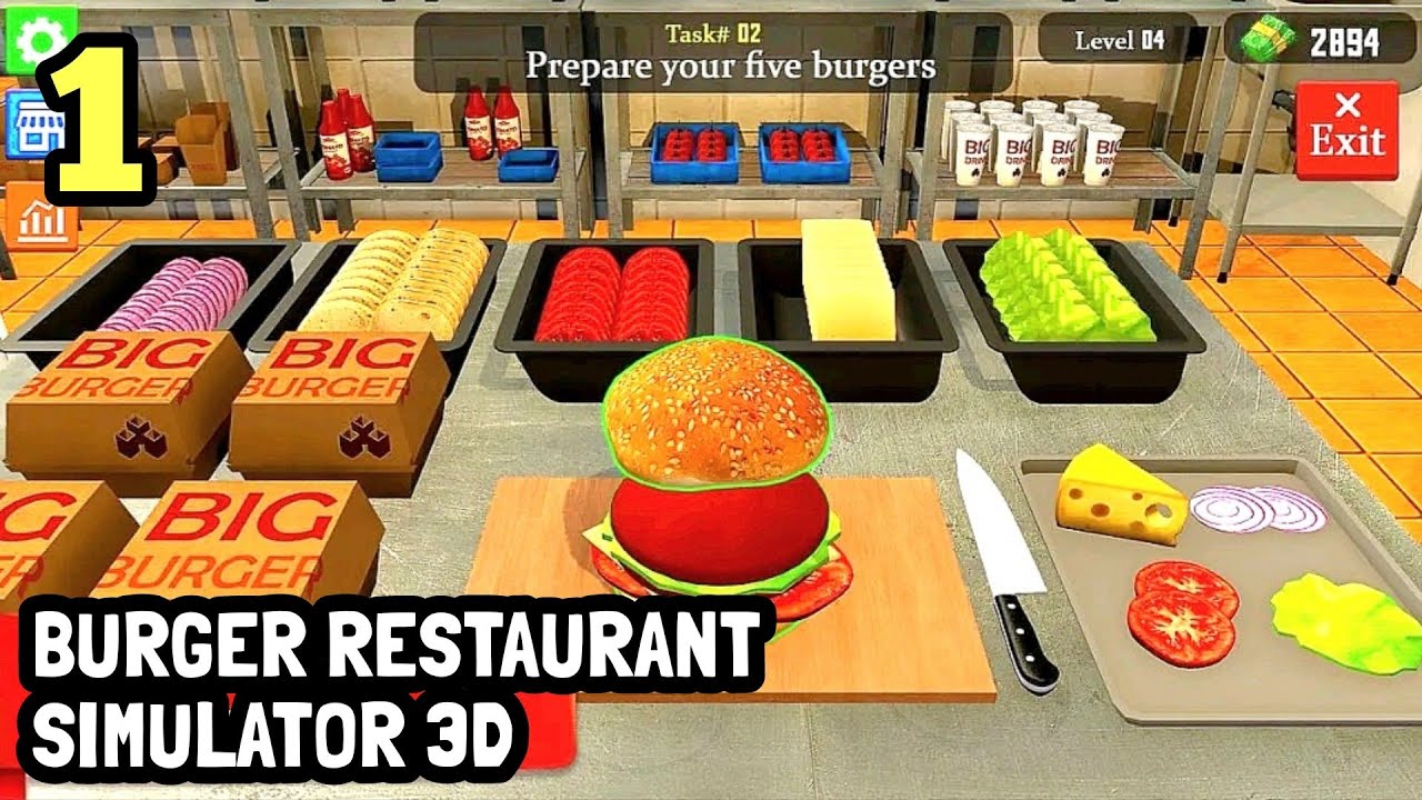 Burger 🍔 Restaurant Simulator 3D. Part 1. Gameplay iOS,Android Games.