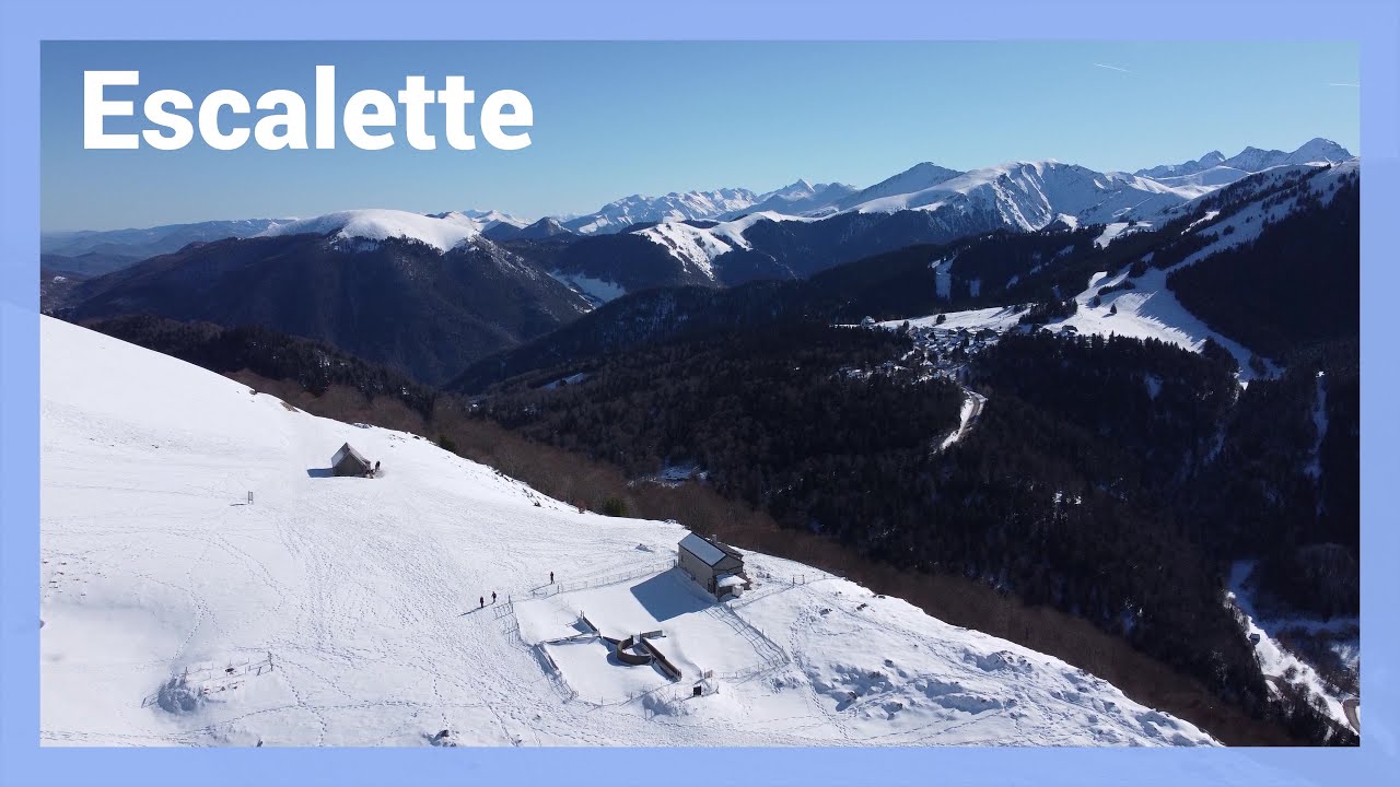 Cabane et pic d'Escalette, Boutx / Rando neige raquettes / Drone Pyr&eacute;n&eacute;es