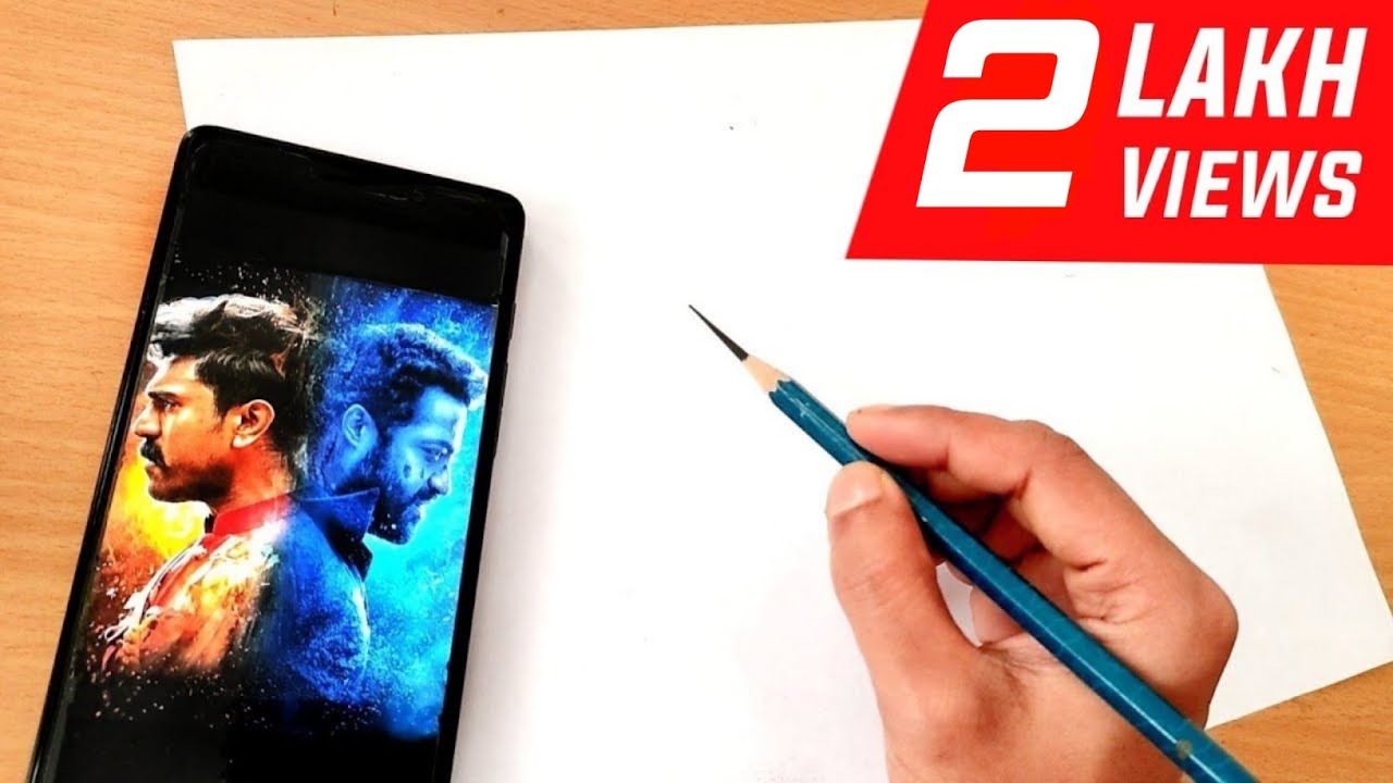 RRR Drawing || RRR Drawing Tutorial || RRR Poster Drawing || Ram Charan drawing || NTR Drawing