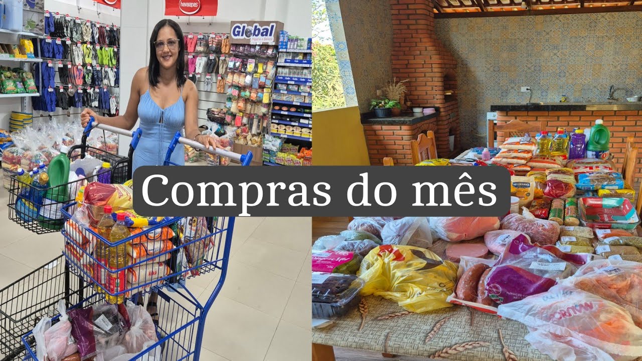 Compras do mês para 3 pessoas + valor total