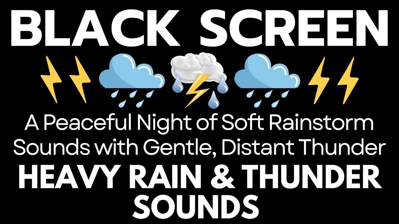 A Peaceful Night of Soft Rainstorm Sounds with Gentle, Distant Thunder | 12 Hours - No Ads