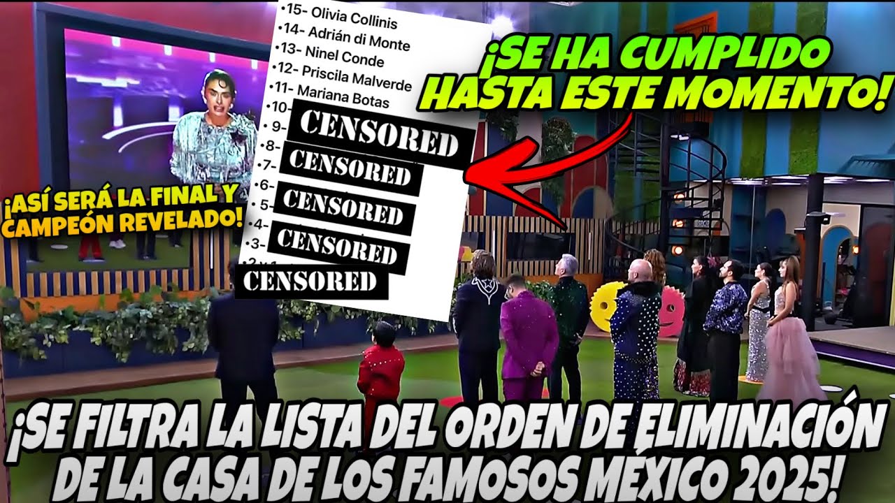 COMPLETE LIST OF THE MEXICO 2025 HOUSE OF FAMOUS ELIMINATION ORDER LEAKED!