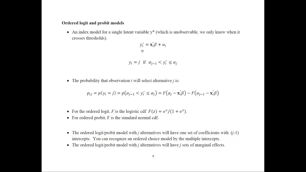 Ordered Probit and Logit Models