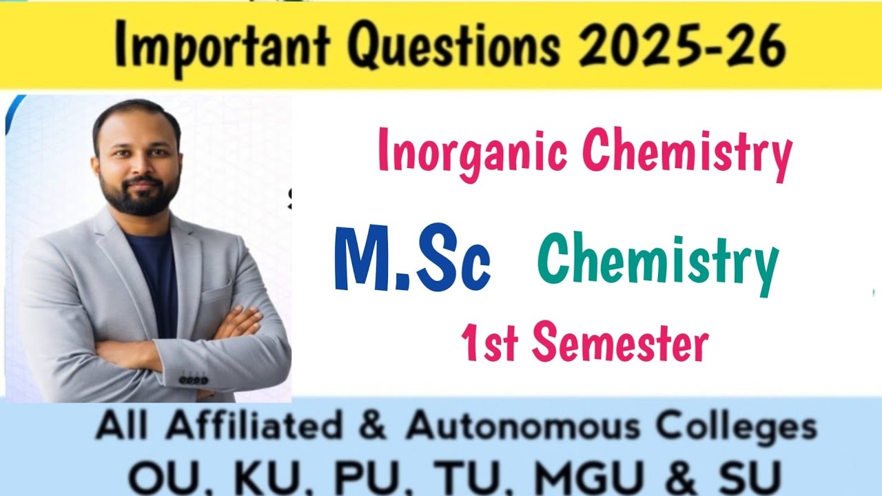 Inorganic Chemistry Important Questions 2026 | MSc Chemistry 1st Sem OU KU TU 100% Sure | Abed Sir