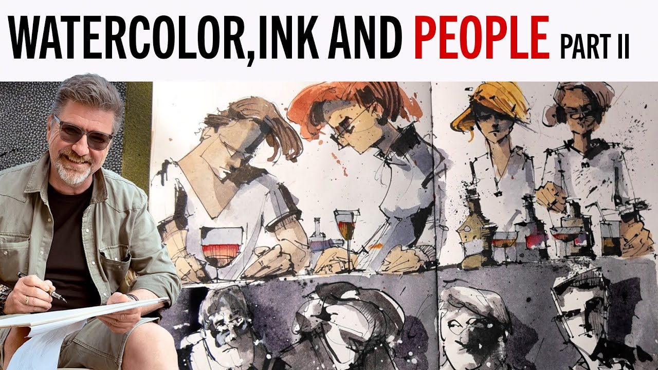 Drawing and painting people with ink and watercolor