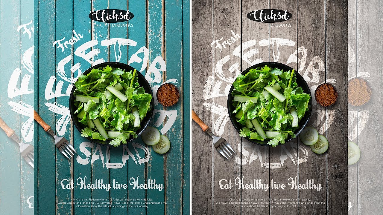 Salad - Advertising Poster Design in Photoshop | click3d