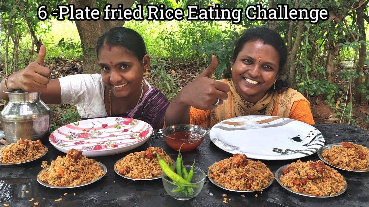 6-Plate  Fried Rice Eating Challenge punishment challenge eating Green chilli