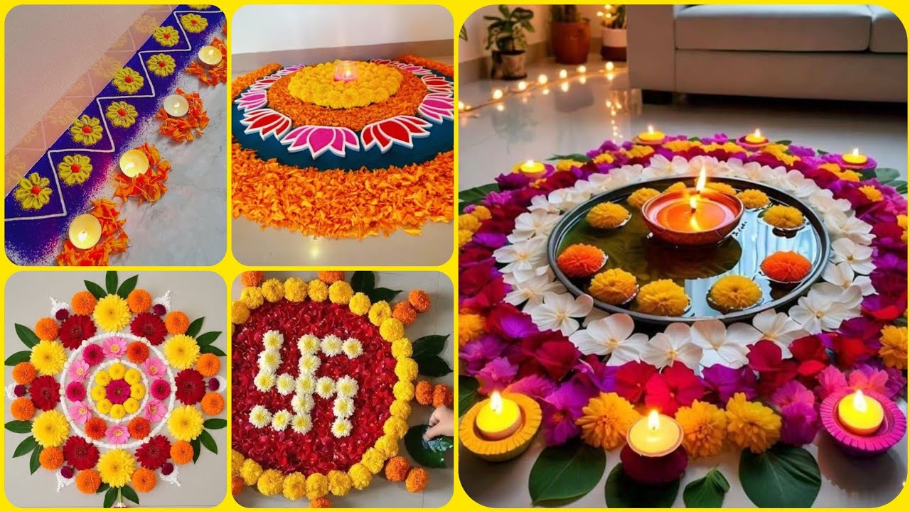 🌼 Diwali Special Flower Rangoli Designs | Simple & Attractive Decoration Ideas