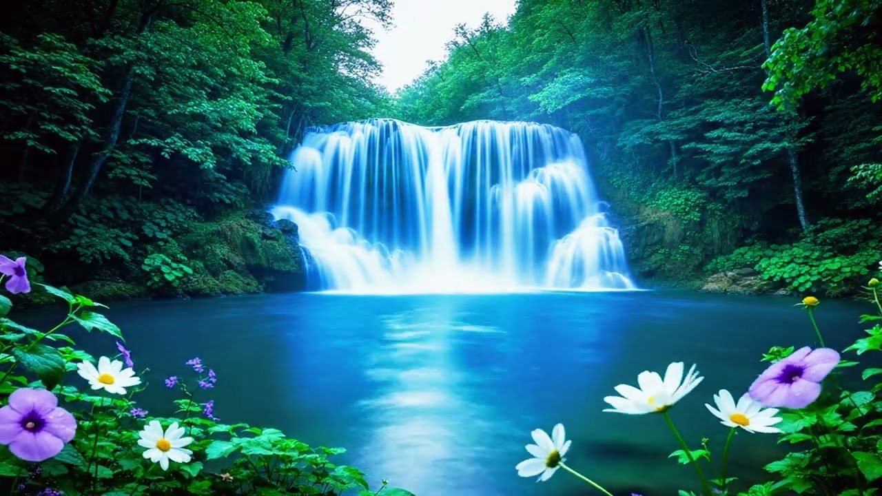 Blue Waterfall Serenity | Beautiful Flowers & Nature