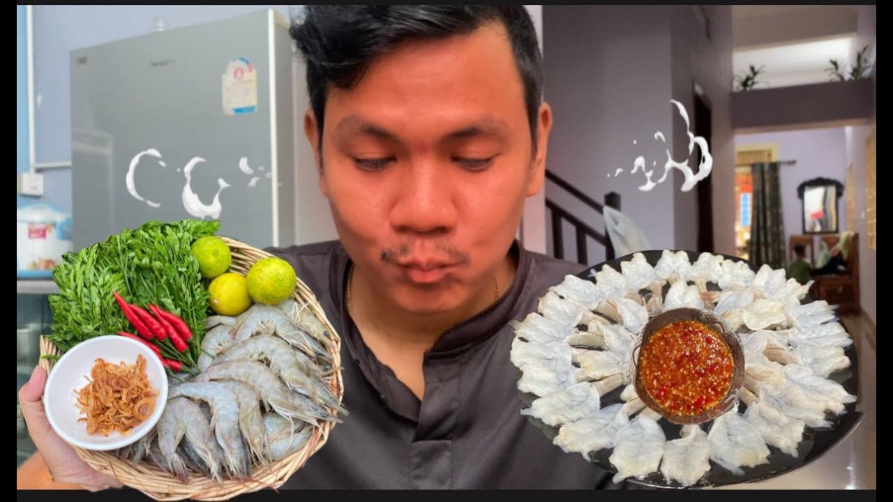 Yummy! Fresh Shrimp with Best  Koh kong Sauce and White Lead Tree