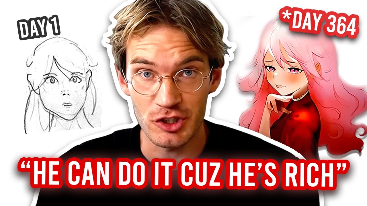 How Pewdiepie's Art Journey Makes Beginners QUIT | Pewdiepie Drawing Reaction