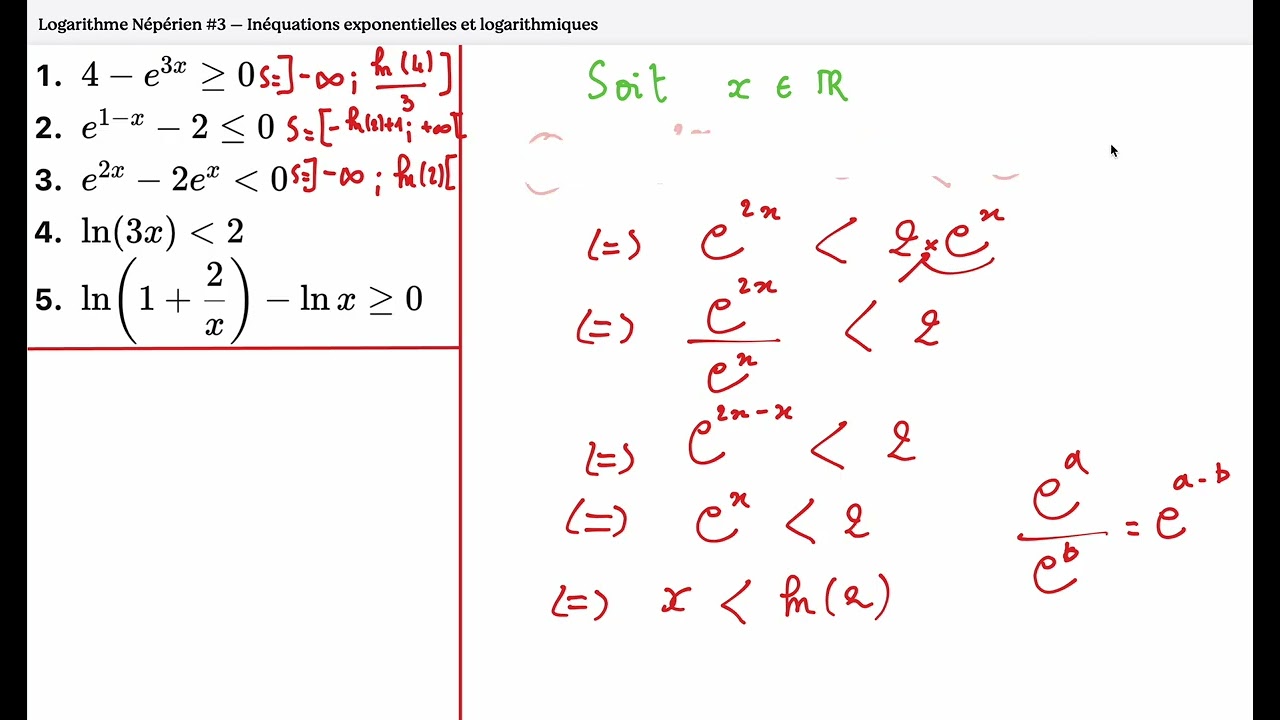 Logarithme Népérien #3 — Inéquations exponentielles et logarithmiques