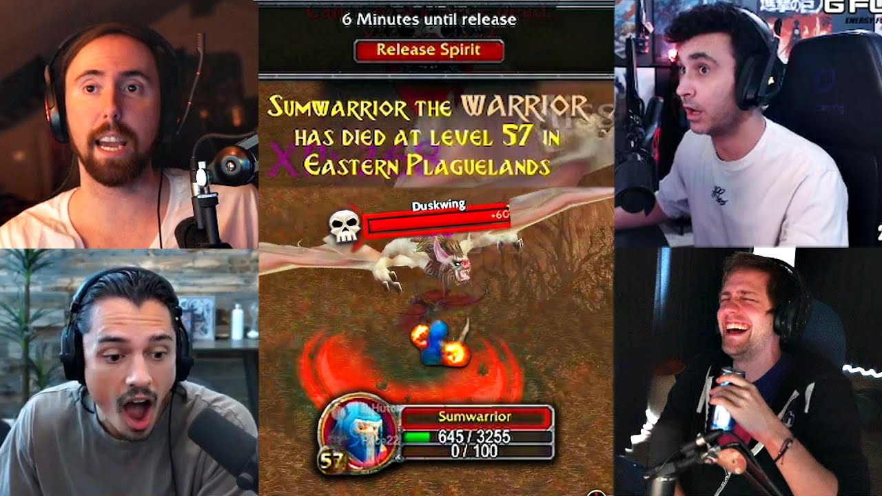 Streamers React to Summit1g's LVL 57 PERMA DEATH in HARDCORE WoW Classic