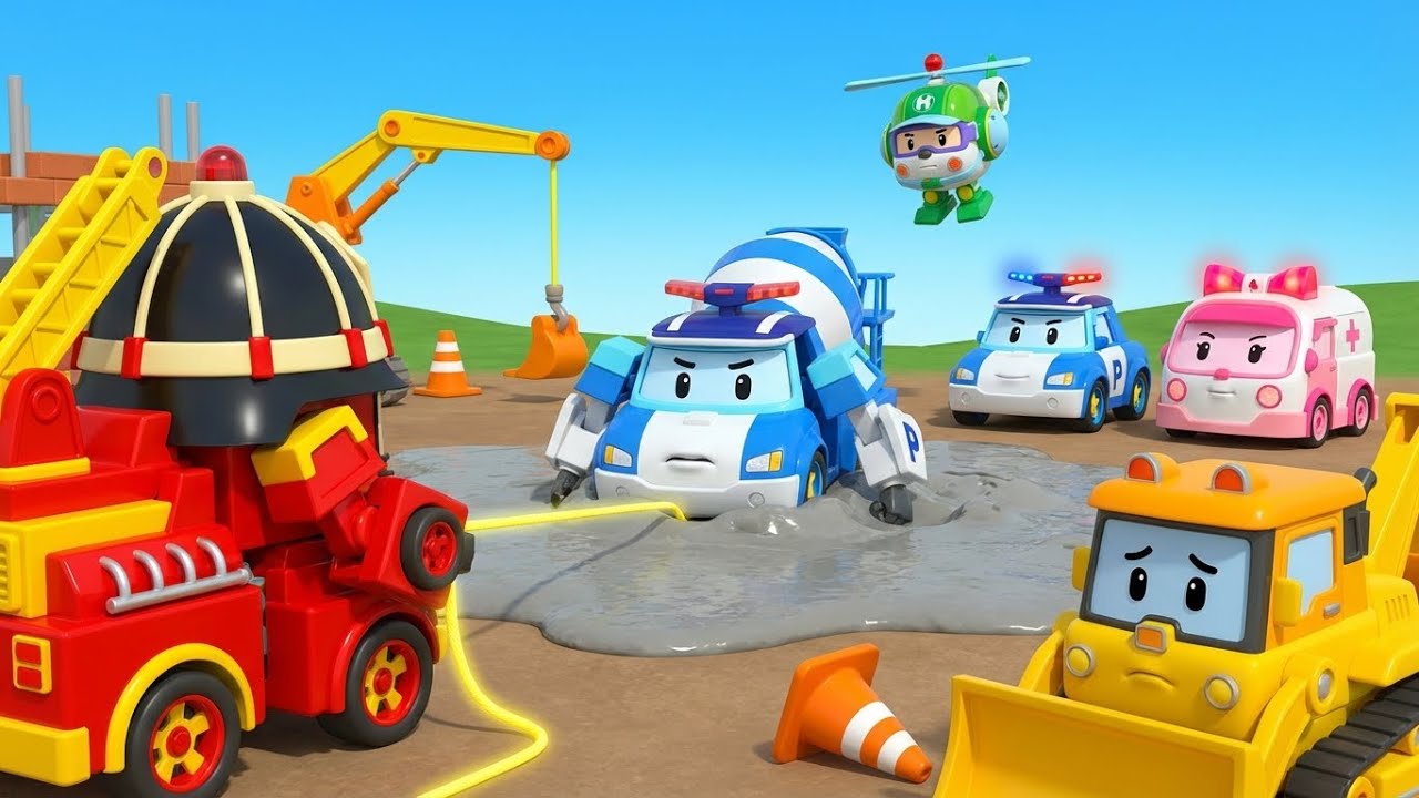 🚧 Micky’s Concrete Crisis! 🏗️ Robocar Poli Construction Rescue & STEM Safety!