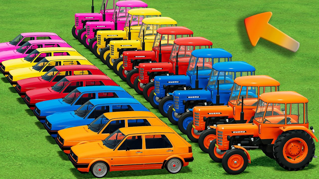 Garage Of Colors! URSUS  Mini Tractors and Cars Transport from Multi Storey Car Park! ! FS22