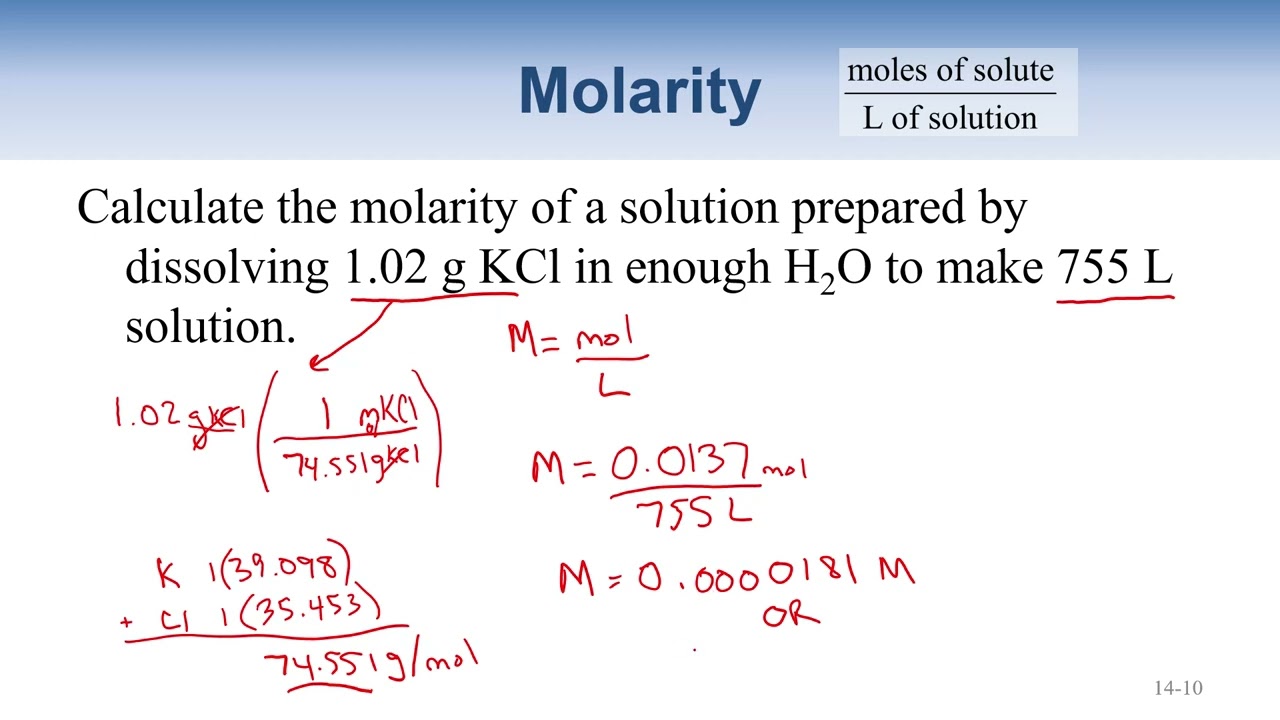 Solutions, Molarity, and Normality