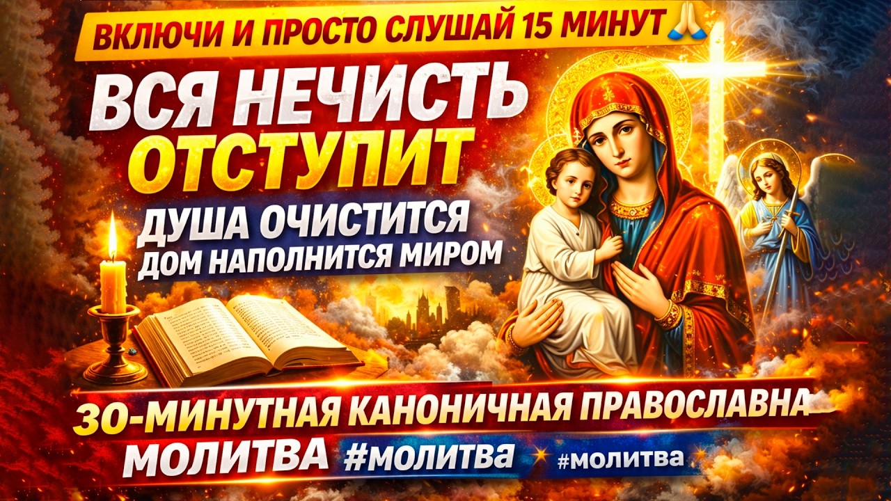 ВКЛЮЧИ И ПРОСТО СЛУШАЙ 15 МИНУТ 🙏ВСЯ НЕЧИСТЬ ОТСТУПИТ • ДУША ОЧИСТИТСЯ ДОМ НАПОЛНИТСЯ МИРОМ #молитва