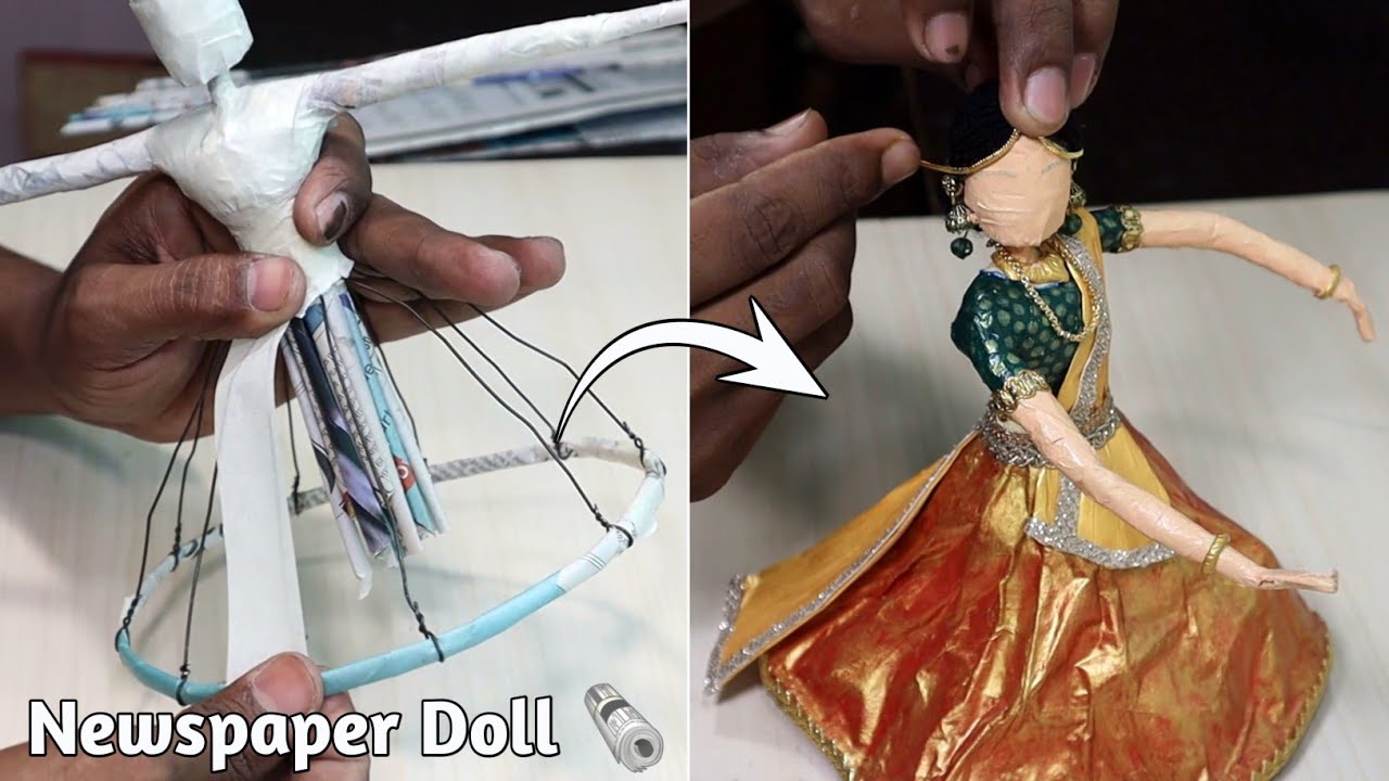Indian Classical Dance Pose Newspaper Doll | African Doll Art