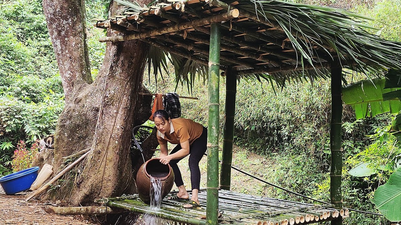 The farm was built using bamboo and palm leaves | L&yacute; Thị Viện