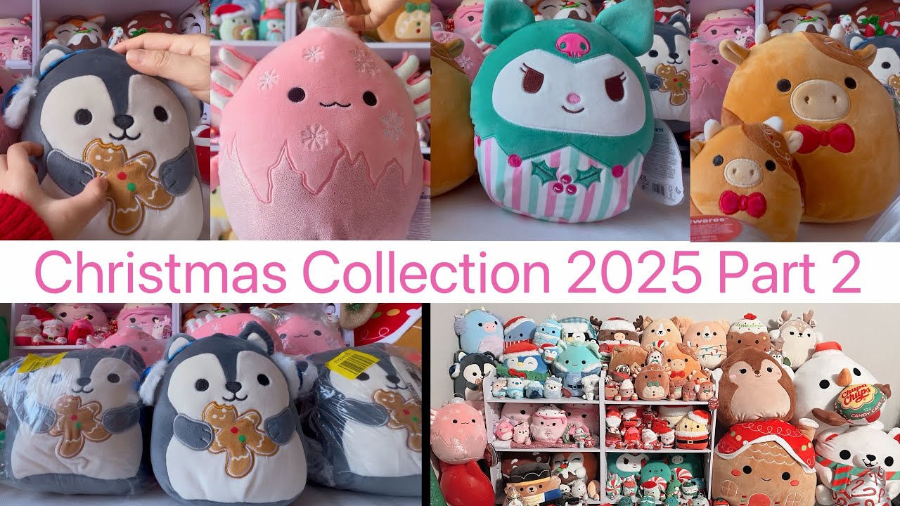 Рождественская коллекция плюшевых игрушек Squishmallows 2025 года, часть 2. Игра и распаковка.