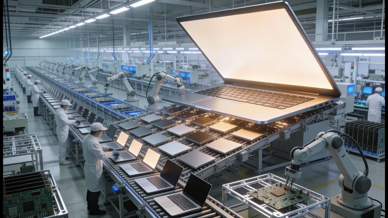 Inside a Modern Laptop Factory: From Aluminum Frames to Portable Computers (Full Process)