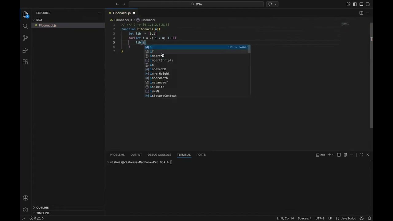 Fibonacci in javascript