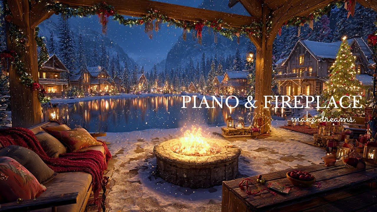 Relaxing Piano by the Fire 🔥 Cozy Winter Fireplace Ambience for Deep Sleep, Study & Stress Relie