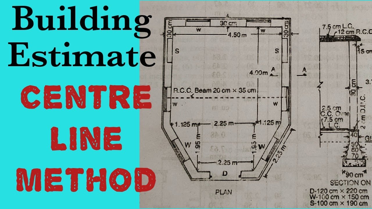 Building estimate by centre line method of a pentagonal shape building