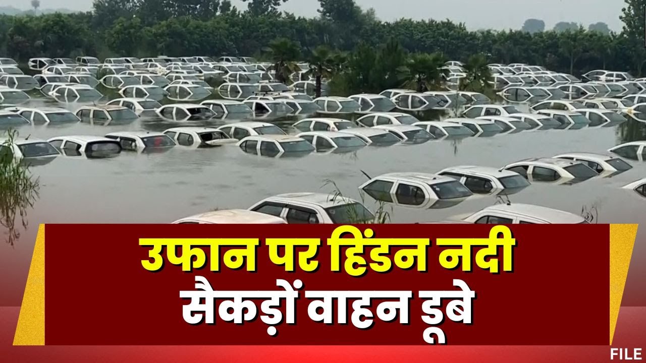 Noida Flood News : Noida के Ecotech Area में Hindon River के उफान पर होने से सैकड़ों कारें डूब गईं