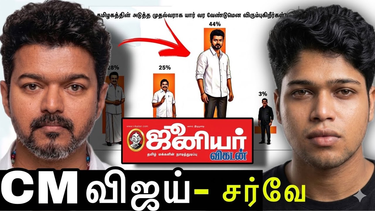 ஜூனியர் விகடன் -கருத்துகணிப்பு! விஜய் தான் CM! ஆனால் 3seat ஆம்!  #tvkvijay #admk #dmk 