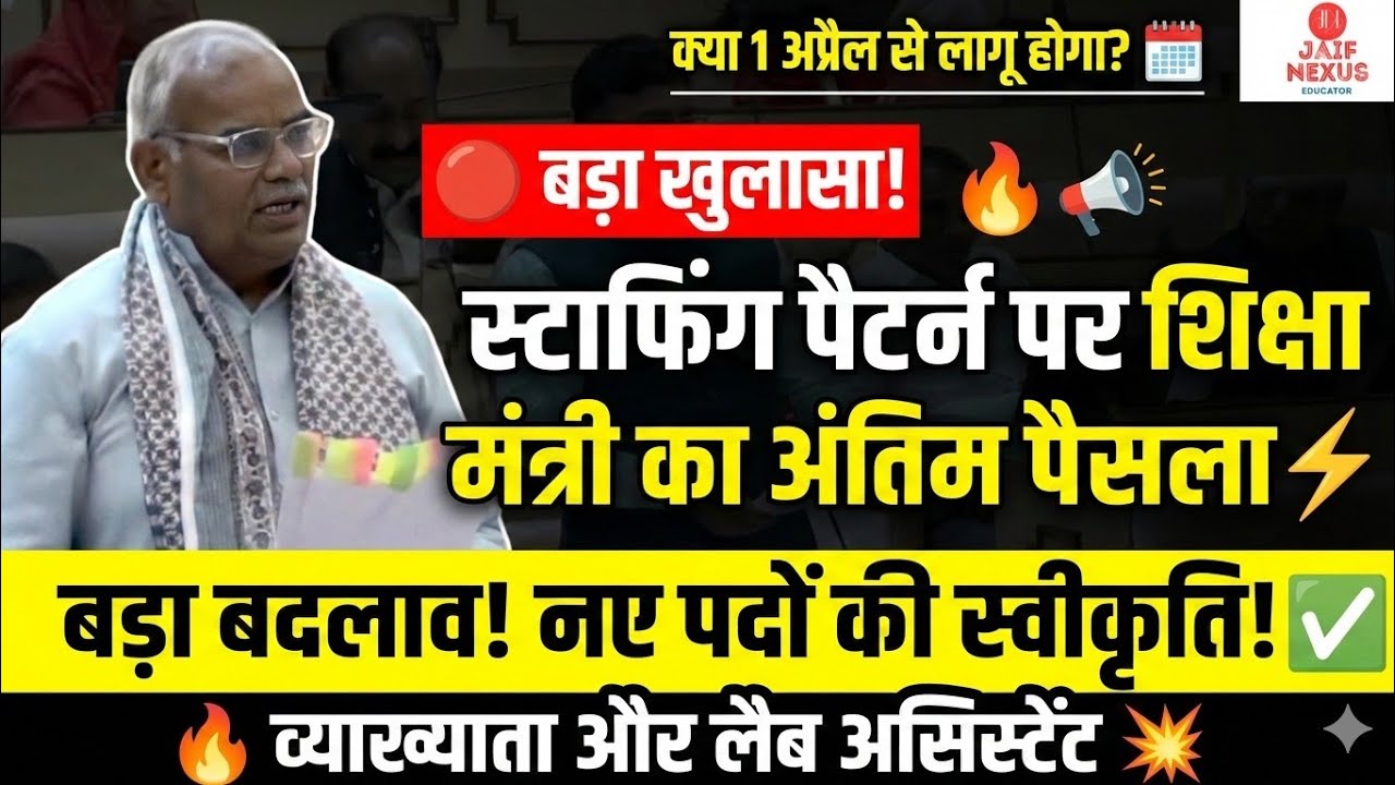 🔥 बड़ा खुलासा: Staffing Pattern को लेकर: मदन दिलावर / स्टाफिंग पैटर्न/शिक्षा विभाग राजस्थान