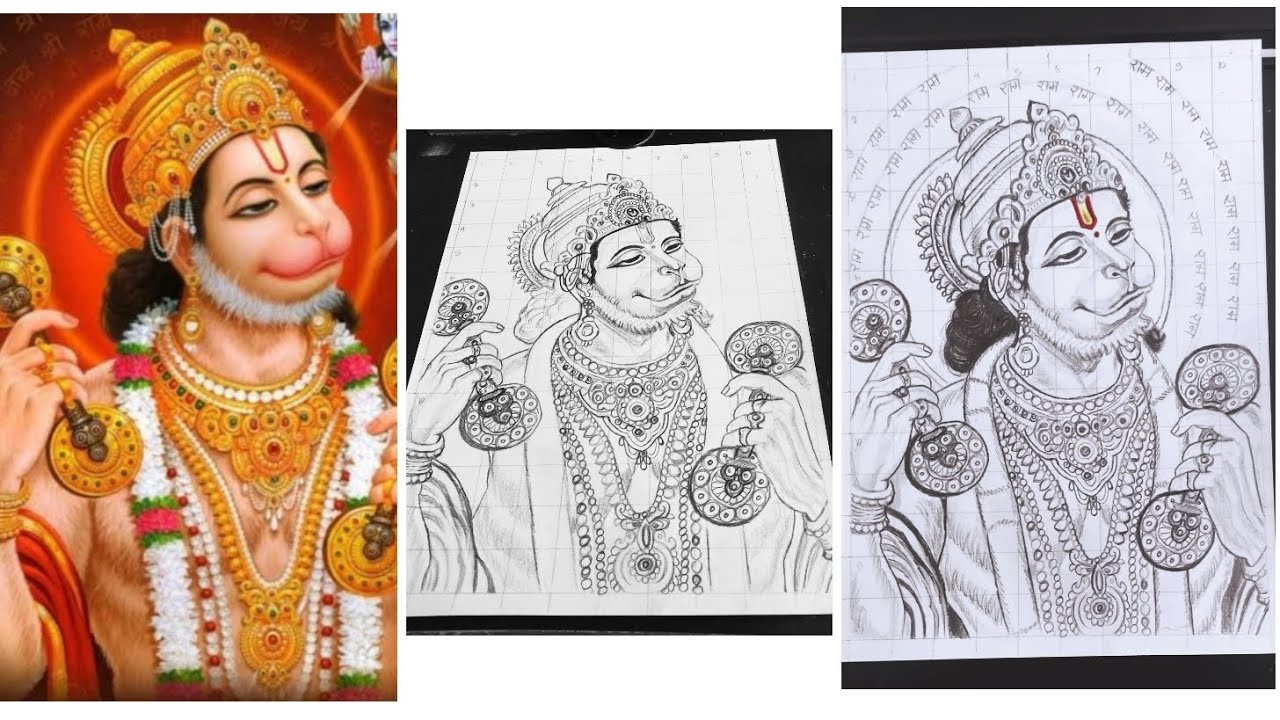 Hanuman Ji Drawing, Outline Tutorial Step By Step,How To Draw Lord Hanuman Pencil Sketch Drawing 😍