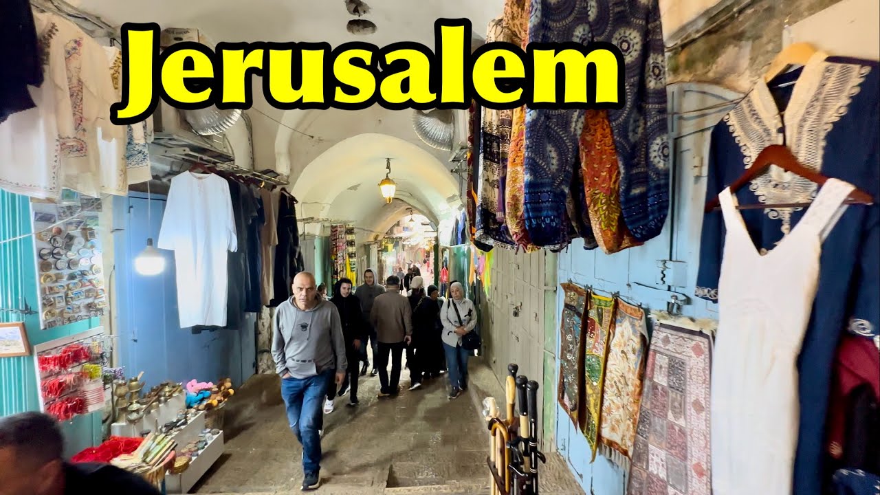Jerusalem 01 April 2025 Walk from Jaffa Gate to Western Wall. Old city ambience HDR
