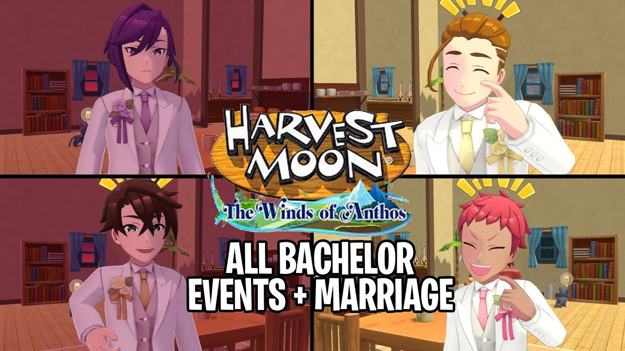 Harvest Moon The Winds of Anthos | All Bachelor Events and Marriage Scenes