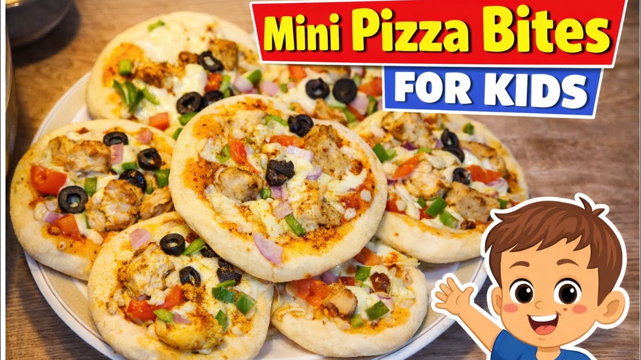 Quick Mini Pizza Bites Recipe | Step by Step Bakery Style Mini Chicken Tikka pizza