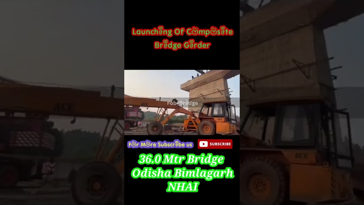 Launching Of Composite steel Bridge Girder 36.Mtr, Live From Bimlagarh Odisha, NHAI, SER project