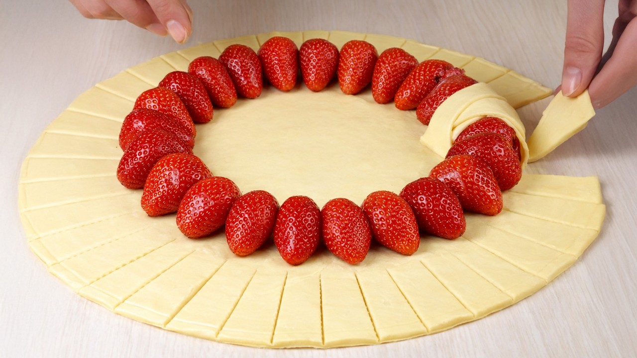 Dieses Blätterteig-Erdbeeren-Rezept ist viral gegangen und Dessert  ist in nur 10 Minuten fertig!