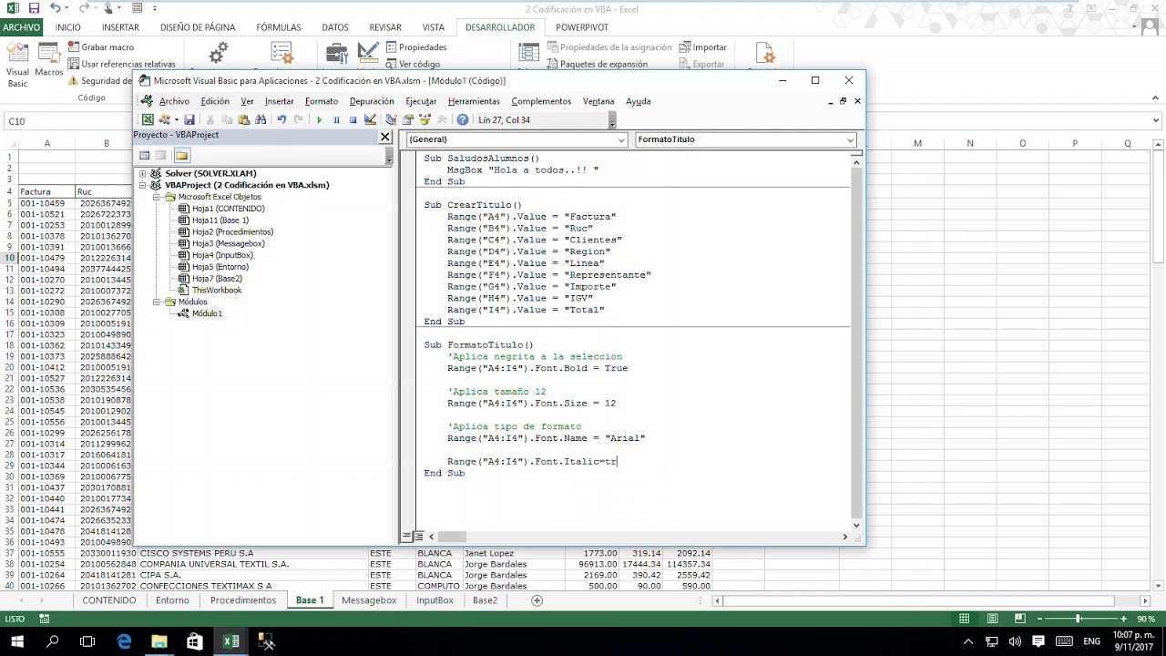Codificación en VBA
