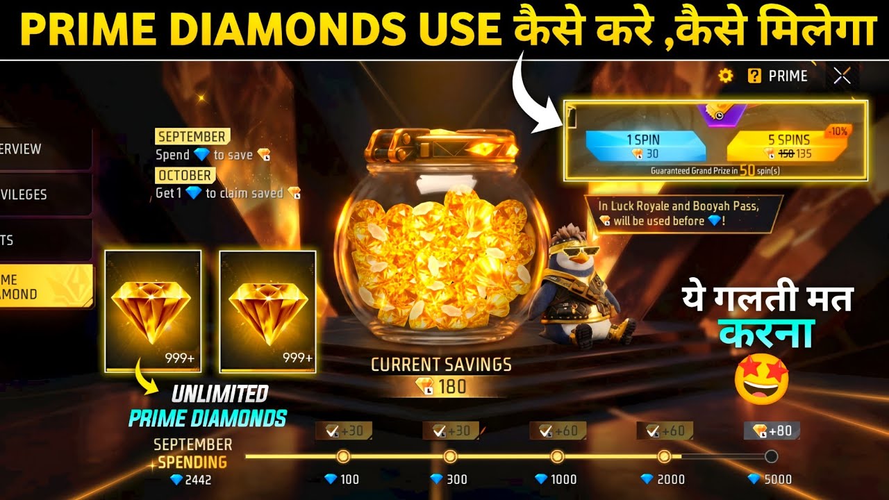 NEW PRIME DIAMONDS SYSTEM FREE FIRE 🤩 | HOW TO USE PRIME DIAMONDS | FREE FIRE NEW EVENT