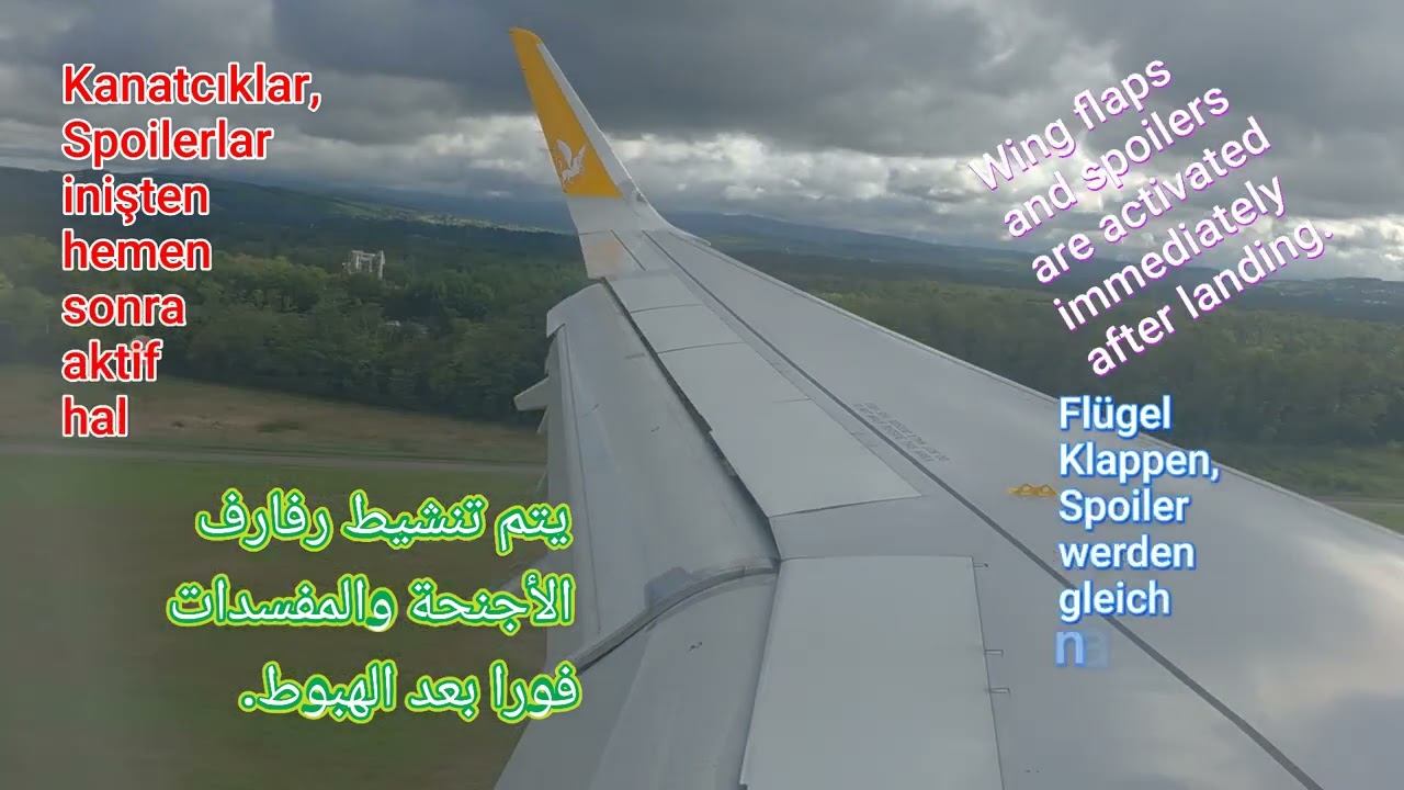 Flugzeug Landung. Uçak inişi. Plane landing. هبوط الطائرة. Aterrizaje de avion. Vomāna iỊiyuvike.