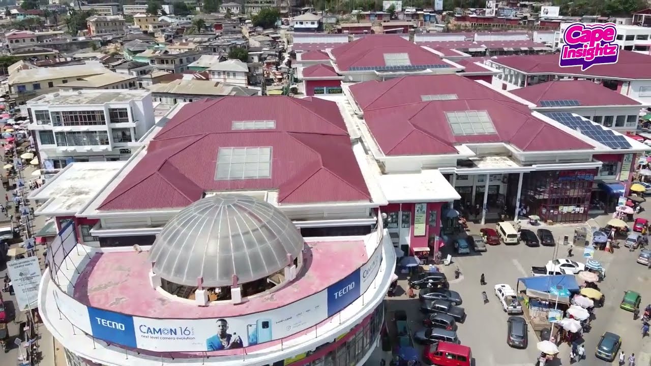 Cape Coast Kotokoraba Market in a beautiful drone view - Oguaa Kotokoraba