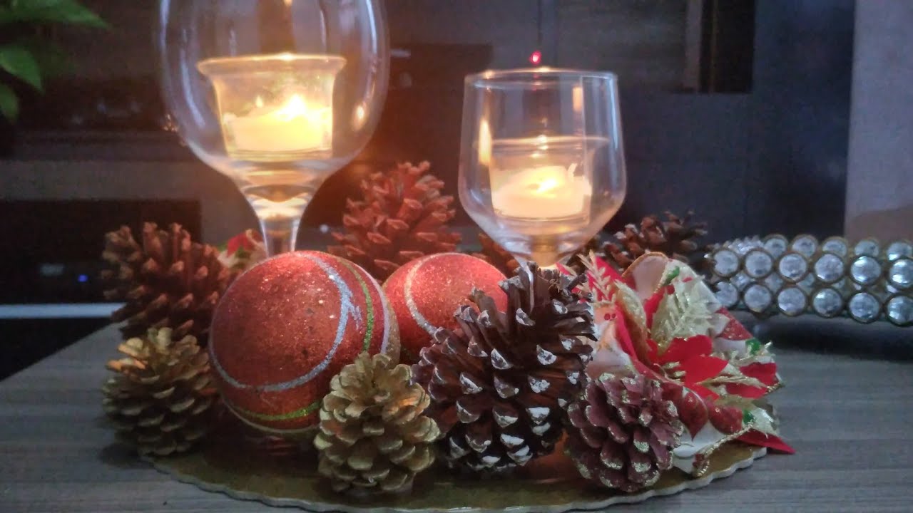 Arranjo  de Natal  para mesa com Taças !!🎅 #Natal# Mesa#sala #ambiente #decoração,