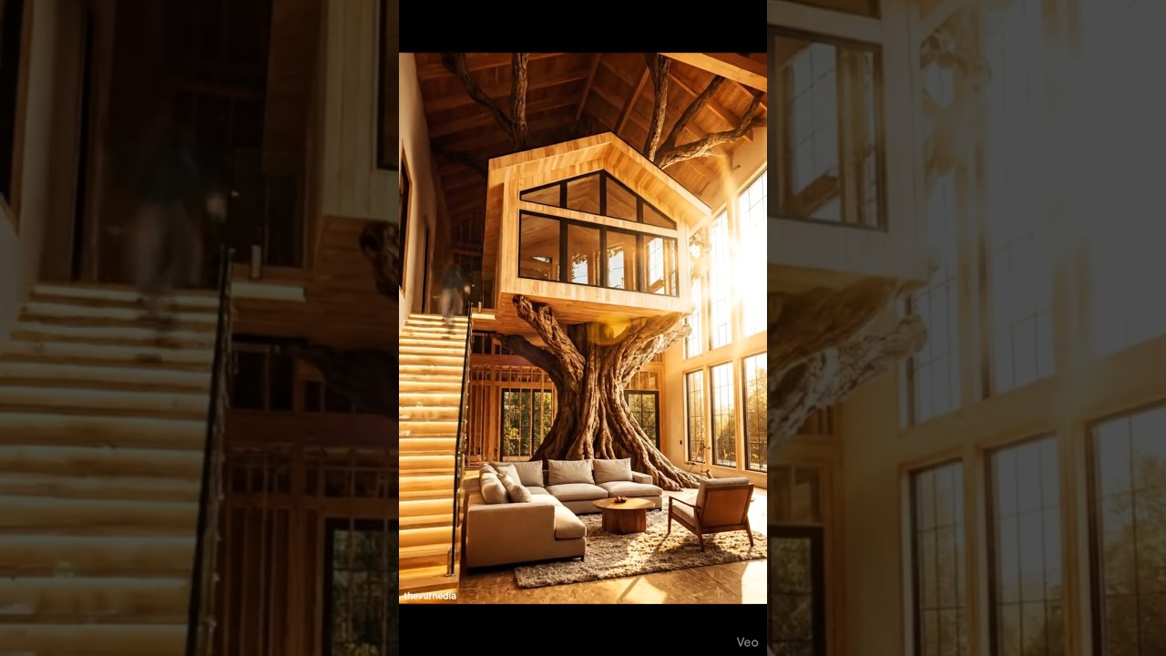 Wow! Incredible indoor treehouse loft! 🤯👏 #interiordesign #homeimprovement #rustic #homedesign