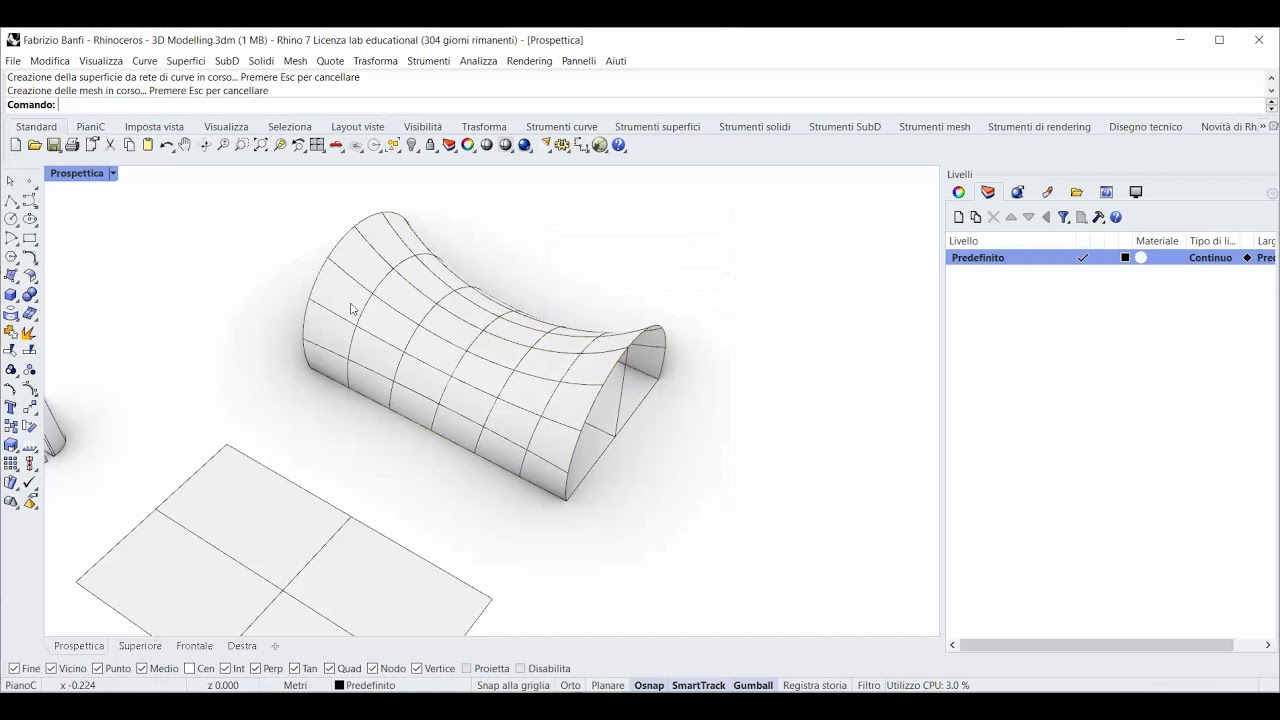 Fabrizio Banfi_Learn Rhino 18 - Surface from network of curves