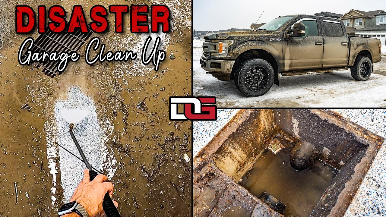 Full DISASTER Garage and Drain Pit Clean Up! | Super MUDDY Pressure Washing of a Ford F-150