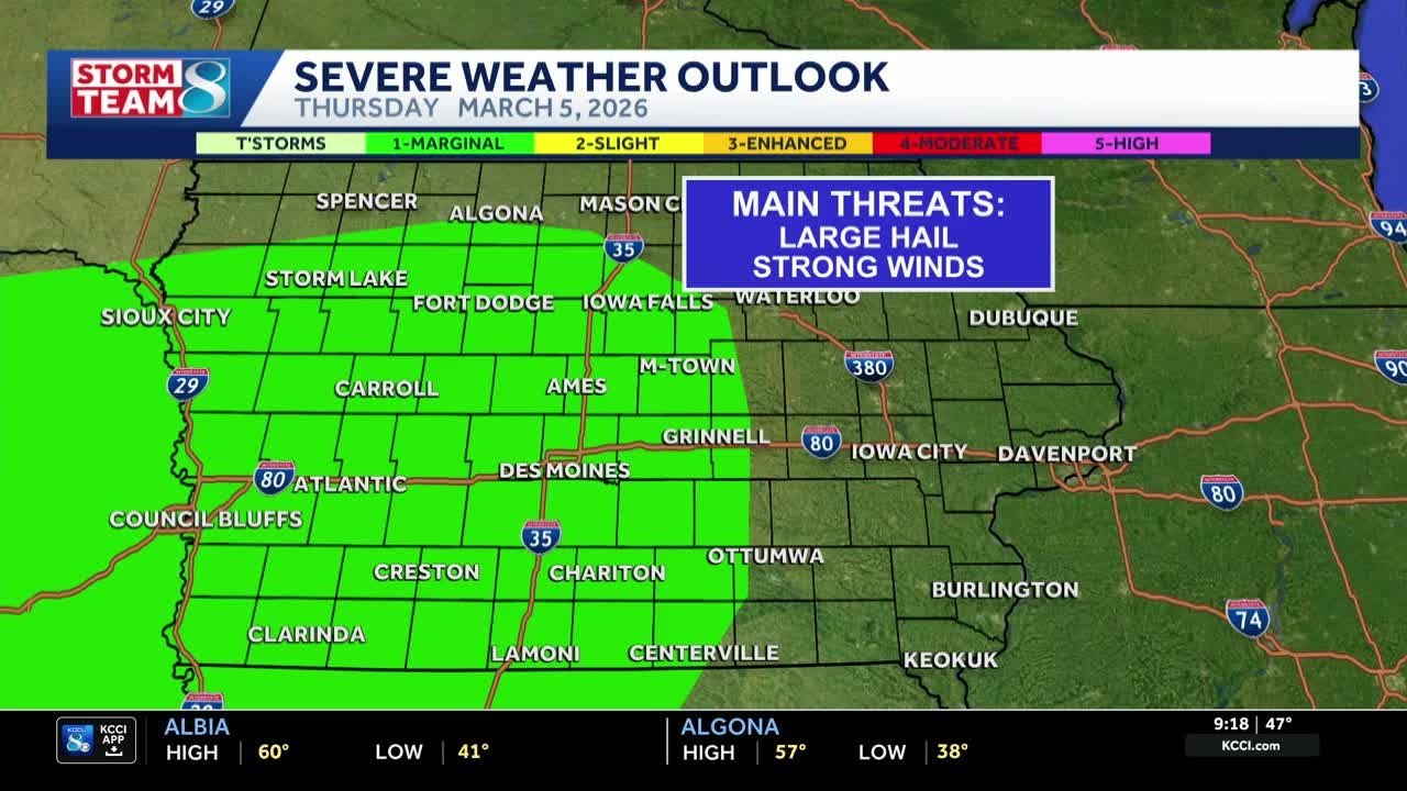 Iowa weather: Sunshine returns Thursday followed by a couple rounds of storms