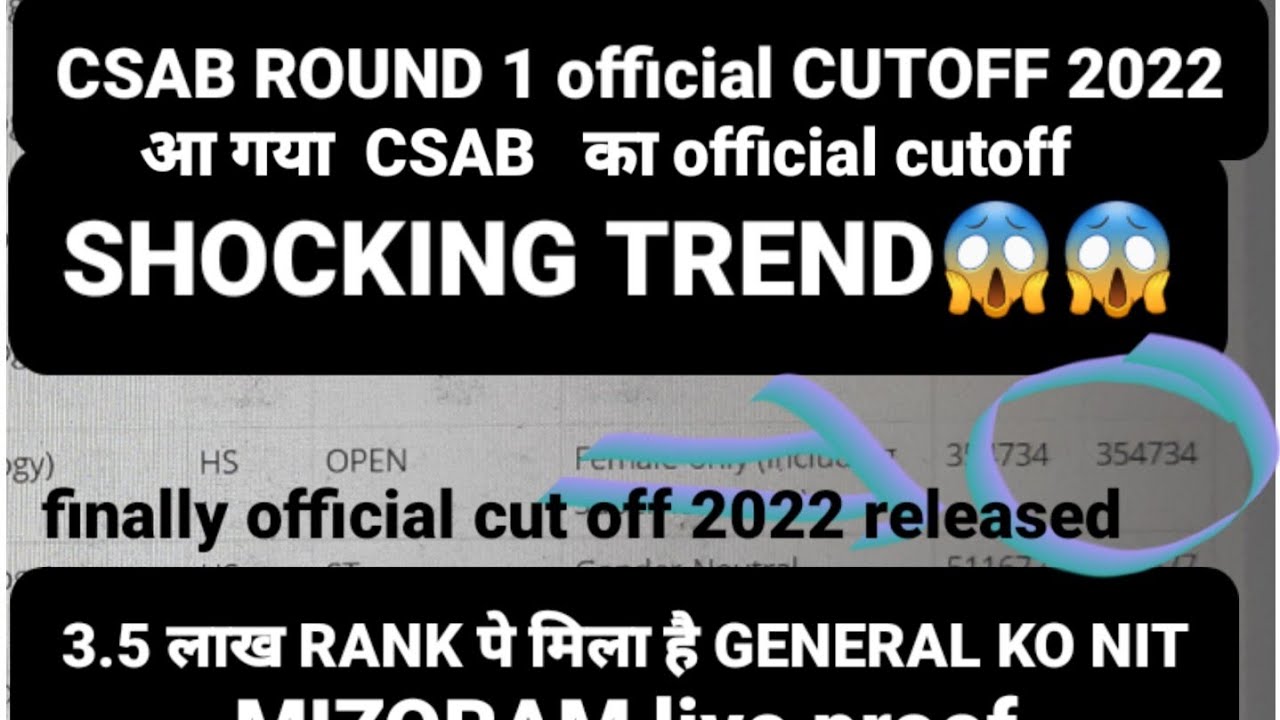 Finally CSAB Round 1 Cut off  released , official cut off 2022